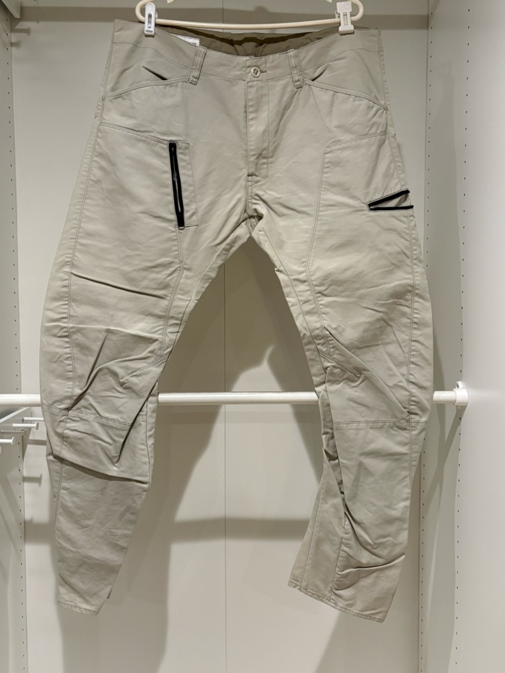 G-Star RAW Beige Tactical Cargo Pants with Black Zip Accents 40x34